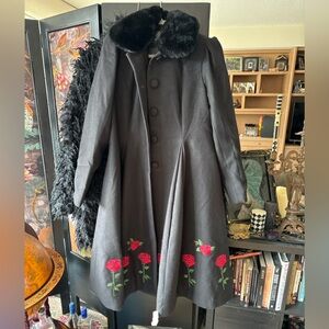 Hell Bunny Rose swing coat size UK16 XL
